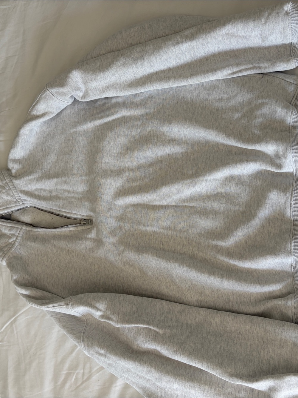 Aritzia TNA Sweatfleece Quarterzip in Heather Cloud Grey size S/M - Picture 3 of 6